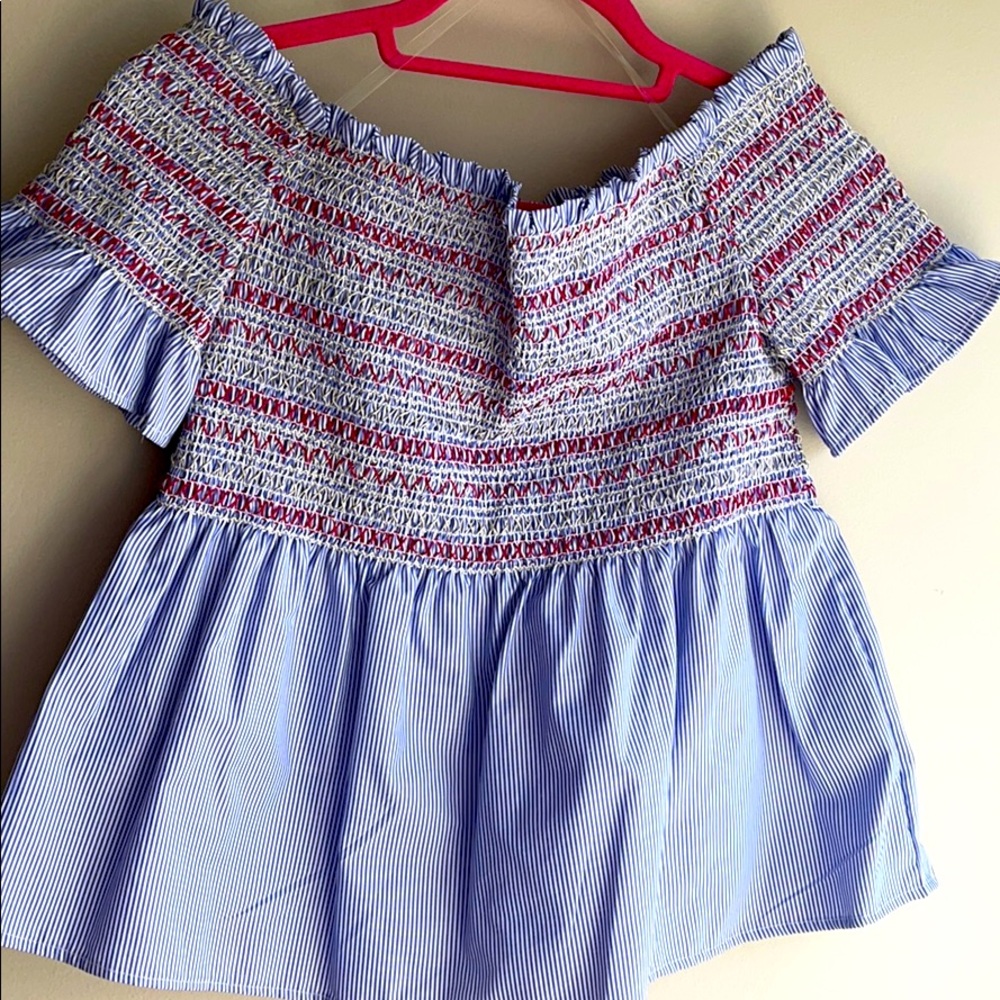 Off the Shoulder Crop Peplum Top